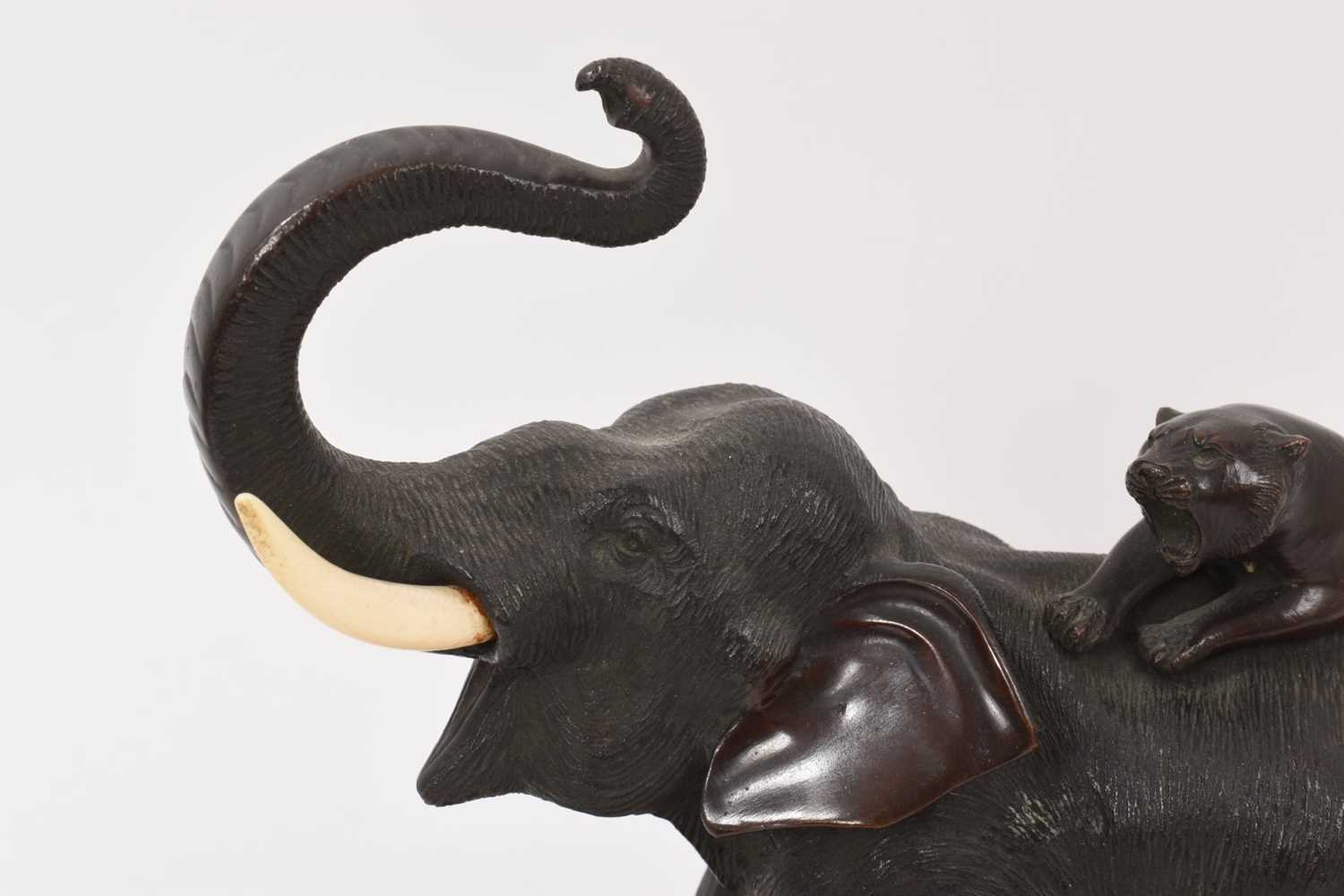 Late 19th century/early 20th century Japanese bronze sculpture of an elephant - Image 2 of 5