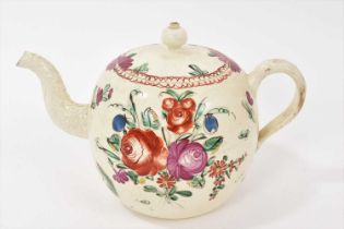 Creamware globular teapot and cover, circa 1770