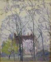 Amy Watt (1900-1956) oil on board - Muniment House, Dedham, titled to label verso 24 x 20cm, framed