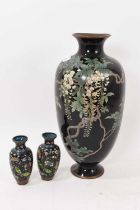 Large Japanese cloisonné baluster vase