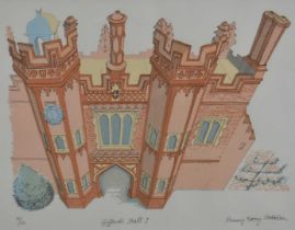 Penny Berry Paterson (1941-2021) signed limited edition linocut - Giffords Hall, 11/12, 33cm x 41cm,