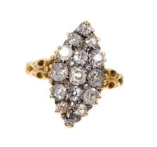 Victorian diamond navette form ring