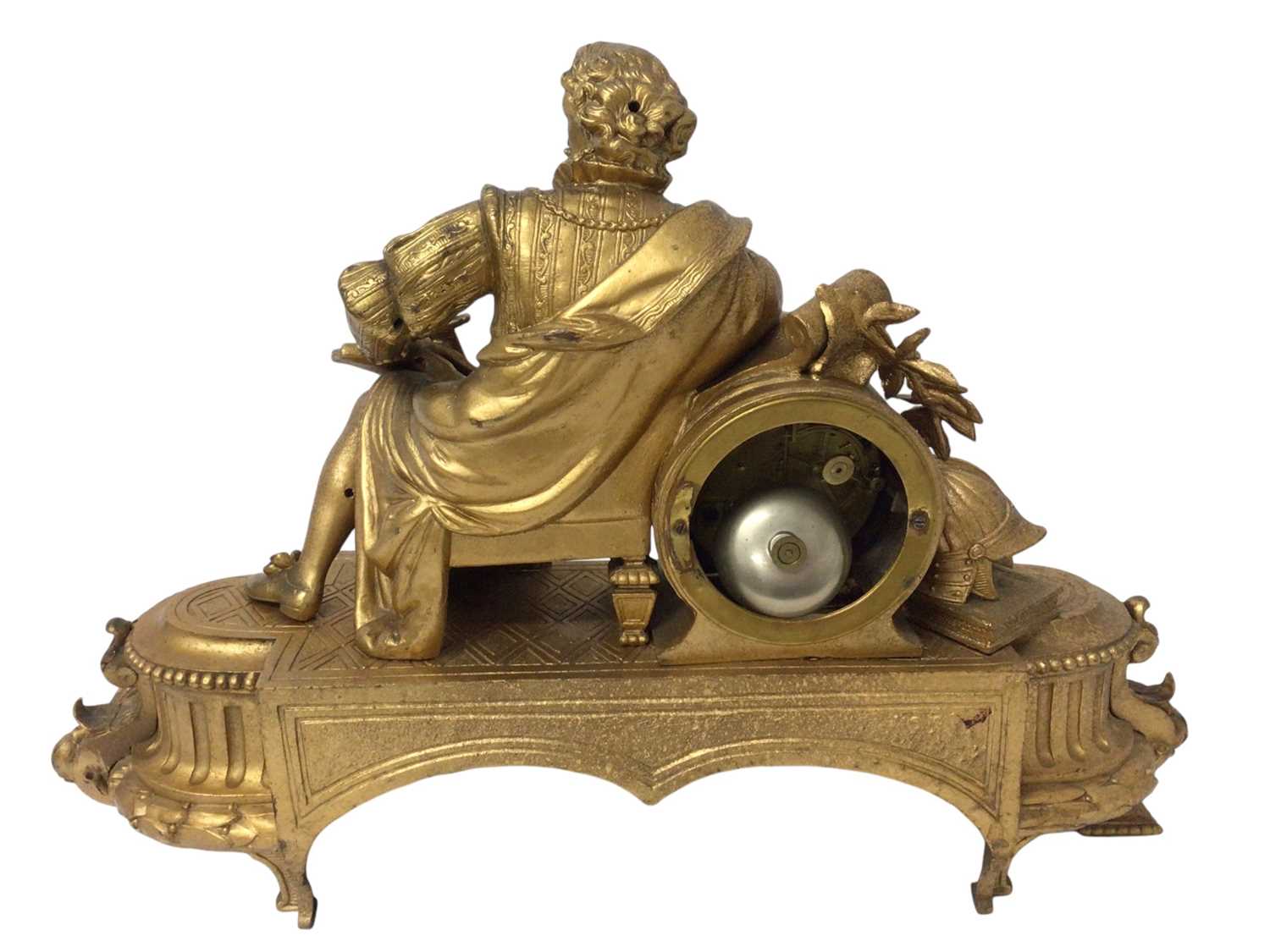 Late 19th century French gilt metal mantel clock - Image 2 of 4