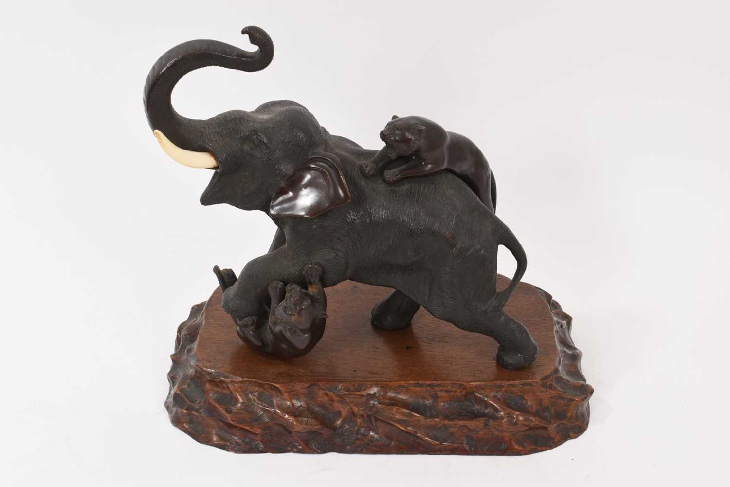 Late 19th century/early 20th century Japanese bronze sculpture of an elephant
