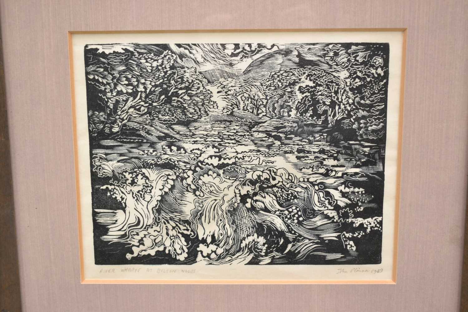 John O'Connor (1913-2004) wood engraving - 'River Wharfe at Bolton Woods', signed, titled and indist - Image 2 of 6