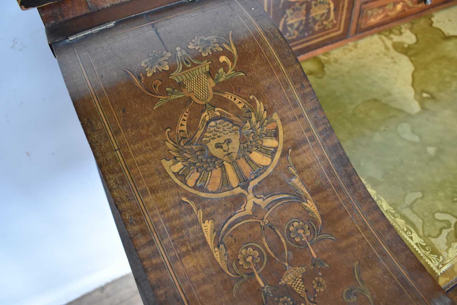Edwardian mahogany and marquetry Carlton House desk - Image 6 of 27