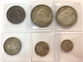 G.B. Mixed Victoria JH 1887 silver coins to include Crown A. UNC, Double Florin A. UNC, Half Crown G