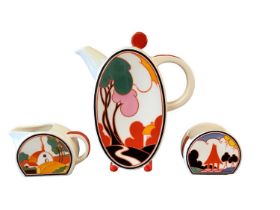 Wedgwood Clarice Cliff limited edition three piece Bonjour coffee set