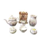 Royal Doulton Brambly Hedge pattern ceramics to include three piece teaset, clock, vase and other it
