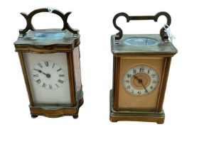 Two antique French brass carriage clocks