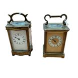 Two antique French brass carriage clocks