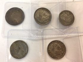 G.B. - Mixed silver coin to include George III Shilling 1787 GVF, 1816 GVF, 1819 (N.B. Obv: Dig to t