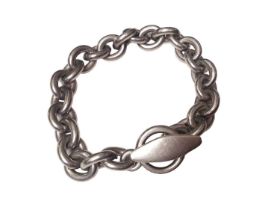 Georg Jensen Danish silver bracelet with large heavy silver chain links and toggle clasp, numbered 1