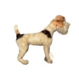 Steiff style standing mohair fox terrier, height 25 cms, length 30 cms approximately/