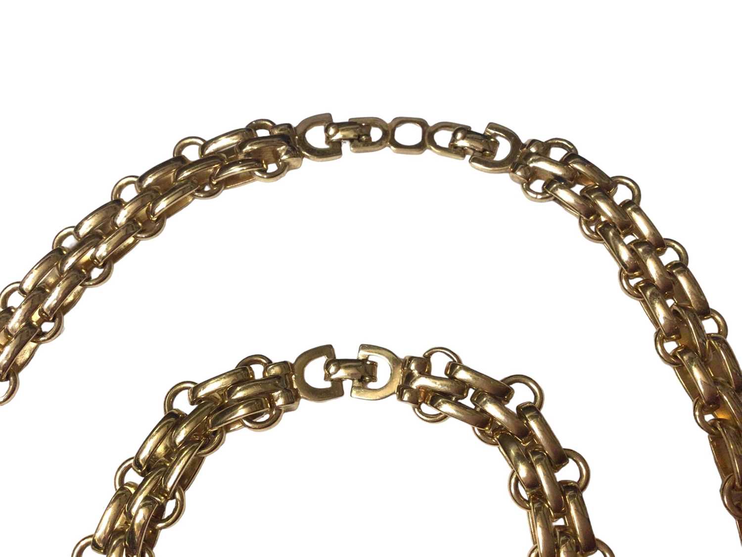 Christian Dior gold plated fancy link necklace and matching bracelet - Image 2 of 4