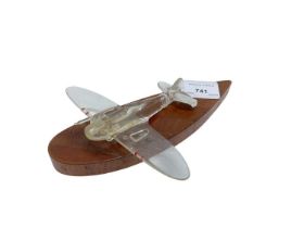 Polish Interest- Second World War Perspex model of a Spitfire on wooden base constructed from a prop