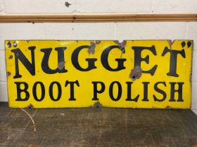 Large original 'Nugget Boot Polish' enamel sign, 122cm x 45cm