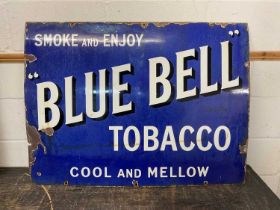 Large original Blue Bell Tobacco enamel sign, 101.5cm x 75.5cm