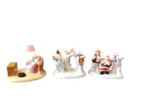 Four Coalport Characters limited edition The Snowman figures - The Band Plays On, By The Fireside, A