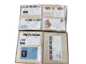 Stamps GB & World in albums & loose strength in FDC's & coin covers, plus a selection of trade cards