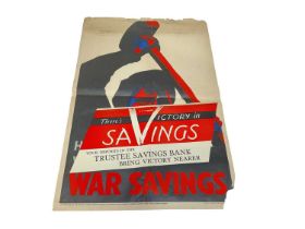 Original Second World War Poster- 'There's Victory in Savings, Your Deposits in the trustee savings