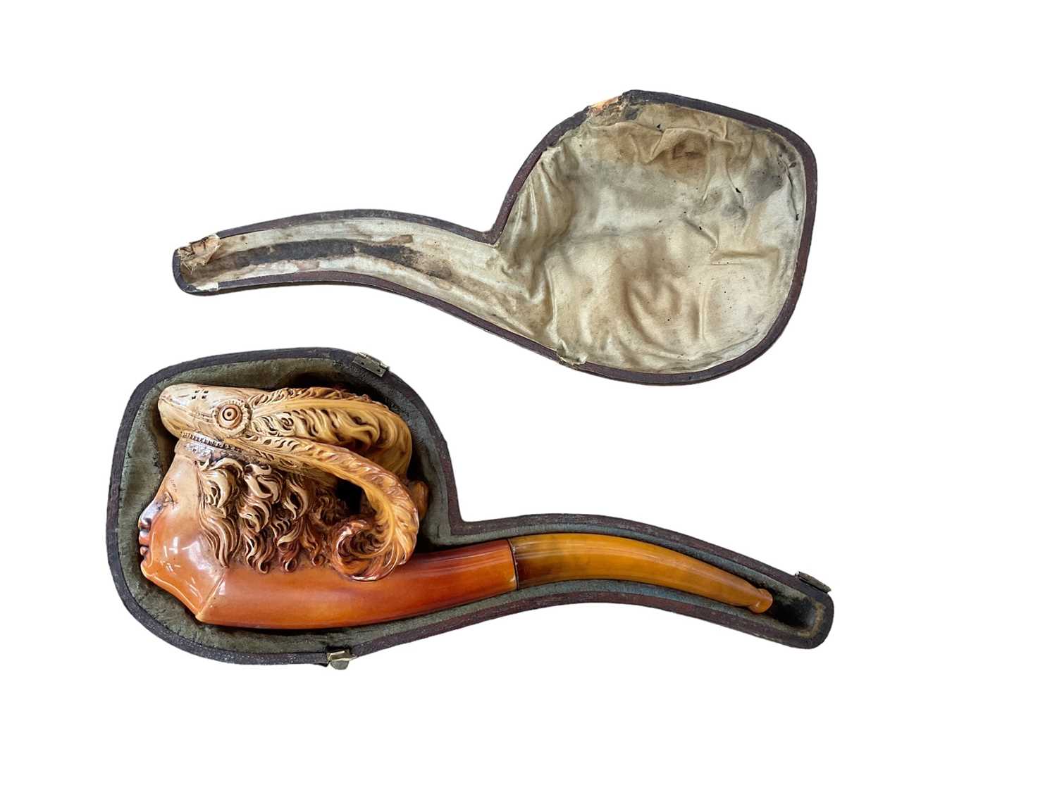 Large 19th century meerschaum pipe in original case