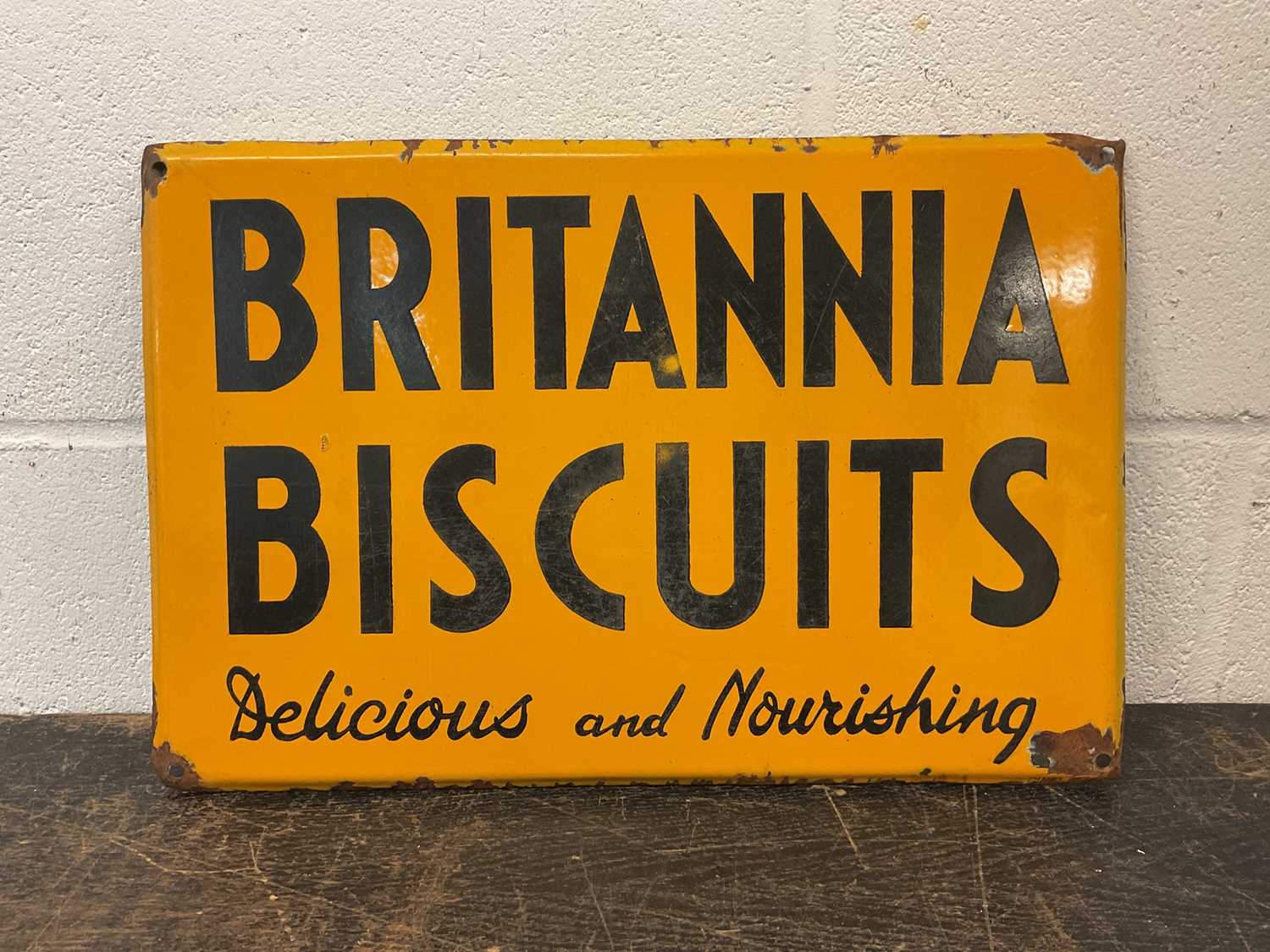 Britannia Biscuits enamel sign, 45cm x 30cm