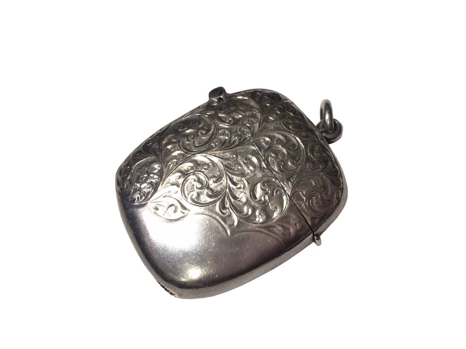 Late Victorian silver heart shaped scent bottle with engraved foliate decoration by Sampson Mordan, - Image 6 of 7