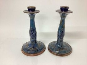 Pair of Royal Doulton stoneware candlesticks