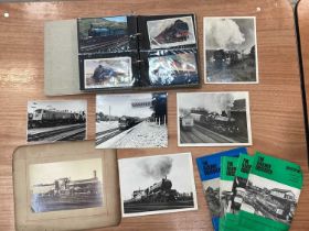 Collection of railway related ephemera to include locomotive photographs from circa. 1900