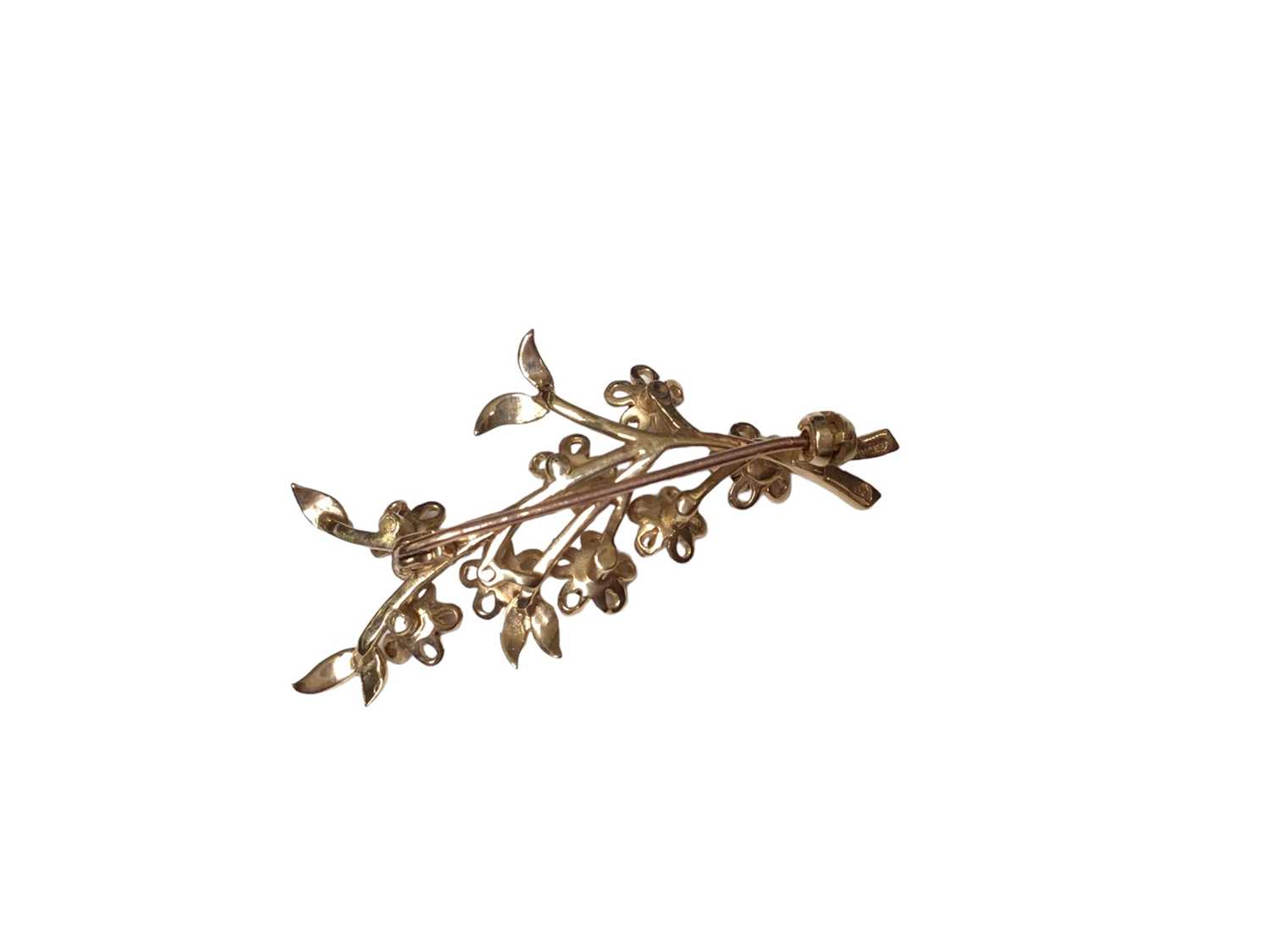 Gold and multi-gem floral spray brooch in 9ct gold setting, 45mm. - Image 2 of 2