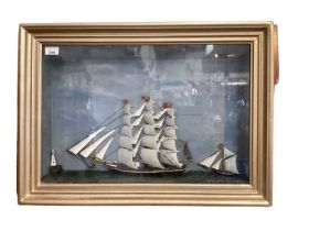 Diorama of the 'Red Riding Hood' tea clipper, built at Rotherhithe in 1857 by Bilbe and Perry, in gl