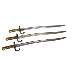 Three French 1866 Pattern Chassepot bayonets