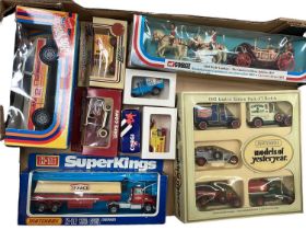 Matchbox Super Kings Petrol Tanker K-16, boxed, plus Sea Kings (loose) and other vehicles (2 boxes)