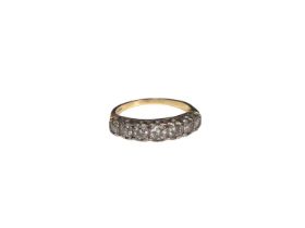 Diamond eternity ring with seven brilliant cut diamonds in claw setting on 18ct gold shank, estimate