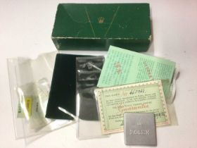 Vintage Rolex outer box and guarantee together with a guarantee dated 1956 and accessories
