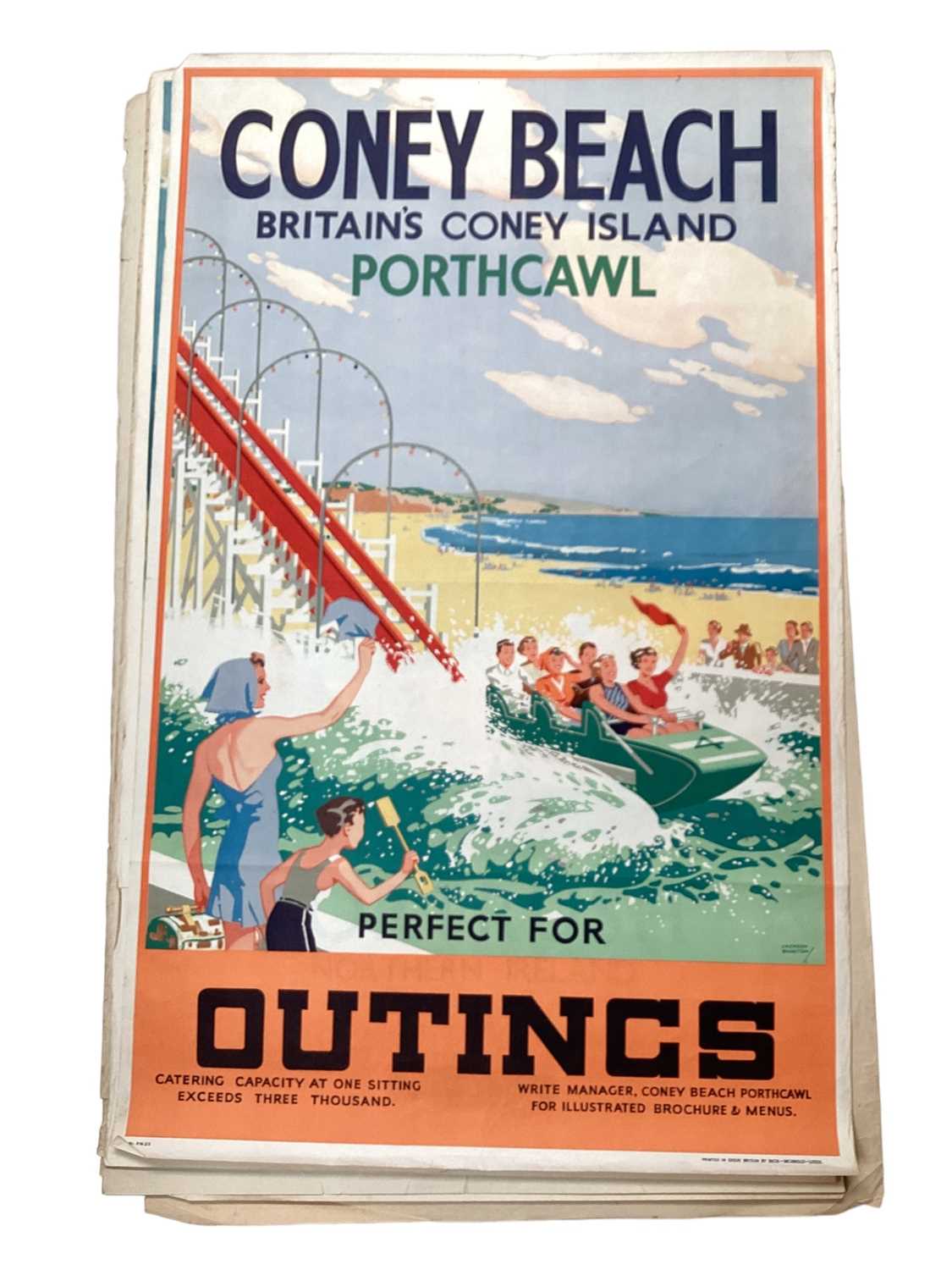 Original British Railways poster for Coney Beach, with artwork by Jackson Burton, printed by Beck-In