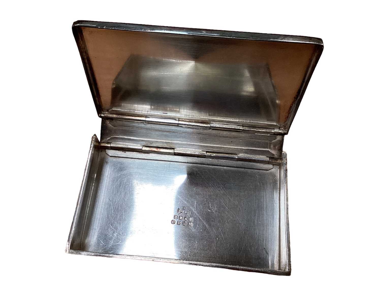 Early 20th century silver plated sandwich box by James Dixon & Sons in a brown leather case, togethe - Image 3 of 3