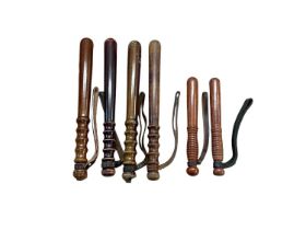 Group of six wooden Police truncheons including examples by Hiatt, (6).