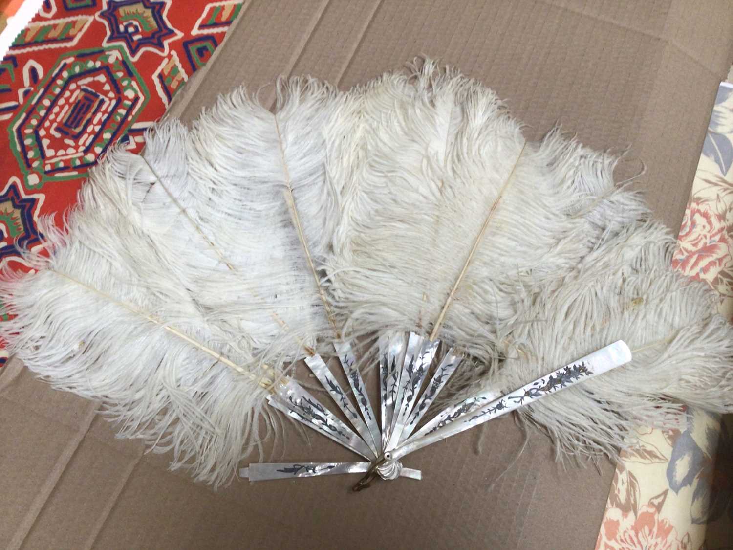 Three Ostrich feather fans plus one other. - Image 2 of 5