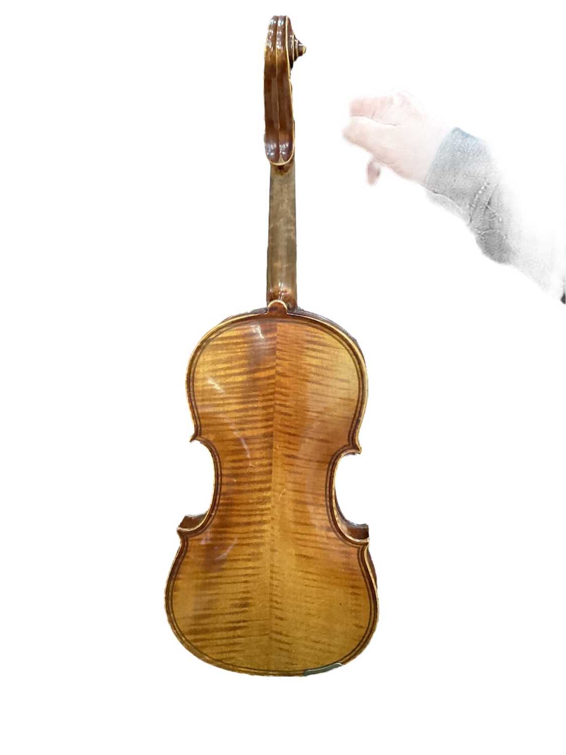 Antique violin and bow in case - two piece back - Image 2 of 11