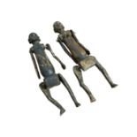 Pair of African tribal jointed dolls