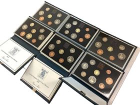 World - Mixed coinage to include Royal Mint proof sets in blue cases 1983, 1984, 1985, 1986, 1987, 1