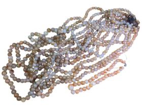 Group of semi-precious polished round bead necklaces