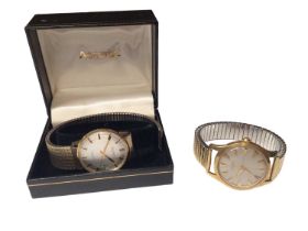 1970s Gentleman's Longines 18ct gold wristwatch with circular dial, applied gilt arrow markers in go