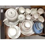 Various tea wares including Wedgwood, Paragon, Royal Doulton etc together with a selection of cranbe