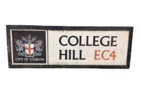 Original College Hill EC4 City of London street sign, 87.5cm x 30cm