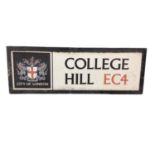 Original College Hill EC4 City of London street sign, 87.5cm x 30cm