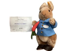 Steiff Danbury Mint Teddy Bride no.002007 with swing labels, certificate and box and Steiff Peter Ra