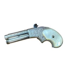 Scarce Remington Rider 1871 Patent rim fire derringer pistol with mother of pearl grip